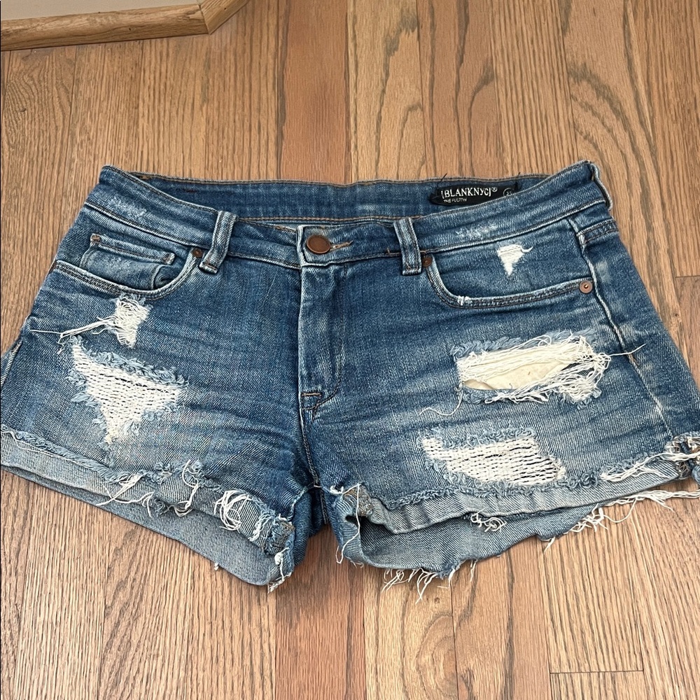 Blank NYC Women's Ripped Blue Jean Shorts